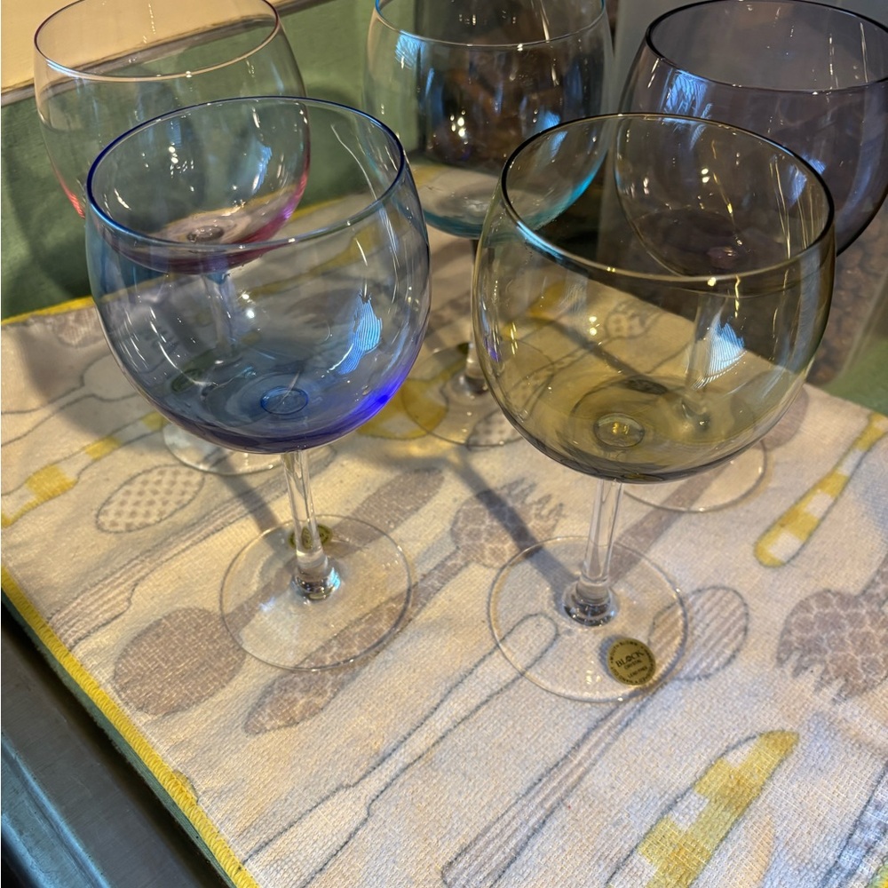 Vibrant Wine Glass Set with each with a different color accent